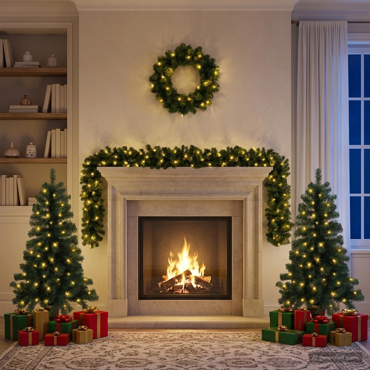 Mini Christmas Tree Set 120 cm 275 LEDs Warm White PVC Green