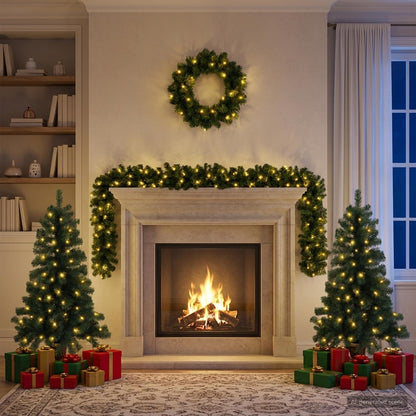 Mini Christmas Tree Set 120 cm 275 LEDs Warm White PVC Green