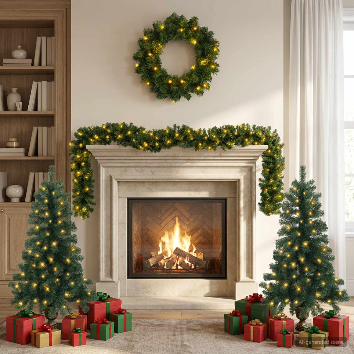 Mini Christmas Tree Set 120 cm 275 LEDs Warm White PVC Green