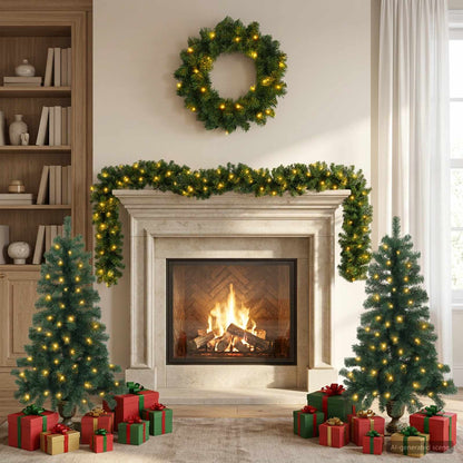 Mini Christmas Tree Set 120 cm 275 LEDs Warm White PVC Green
