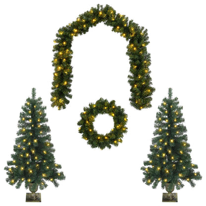 Mini Christmas Tree Set 120 cm 275 LEDs Warm White PVC Green