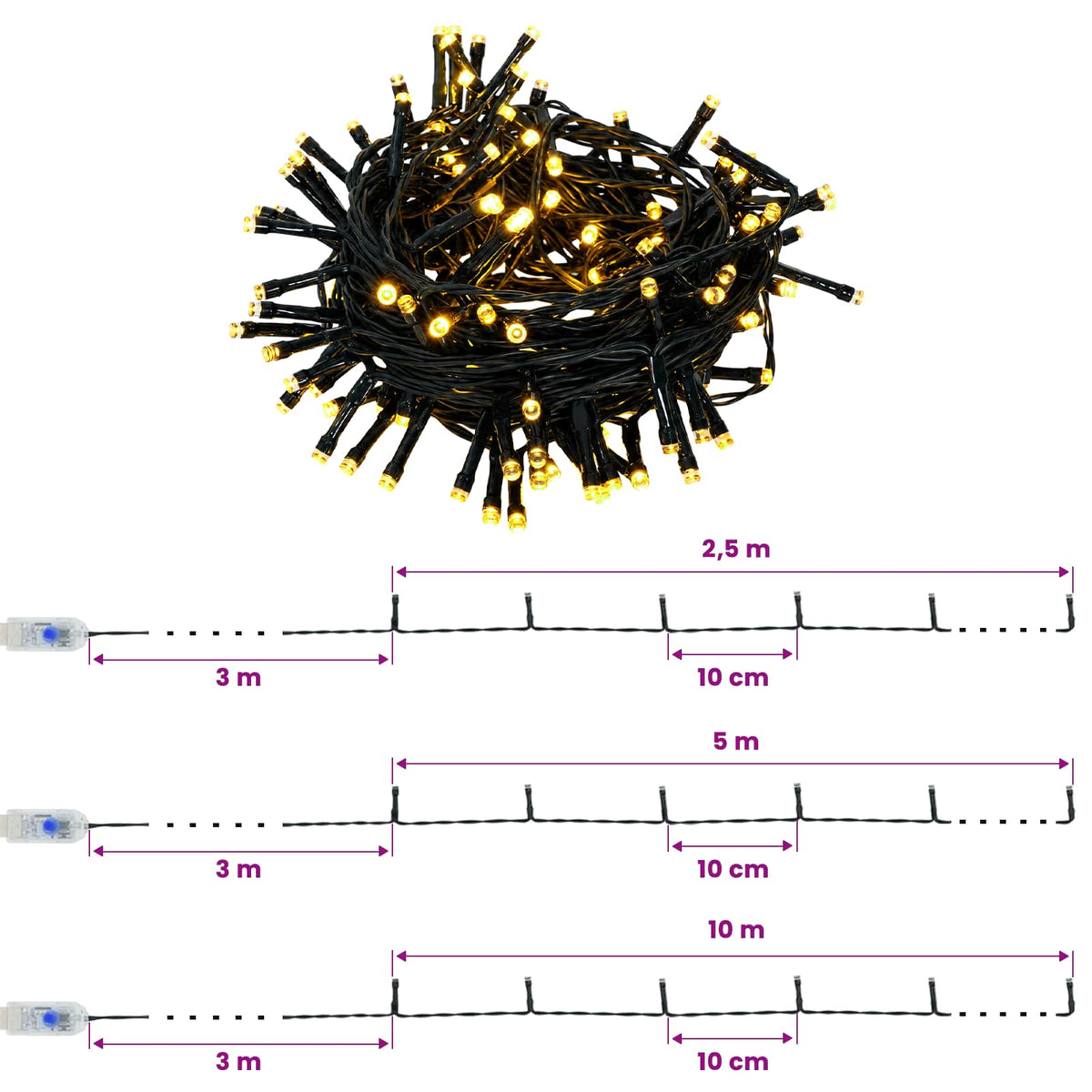 Mini Christmas Tree Set 120 cm 275 LEDs Warm White PVC Green