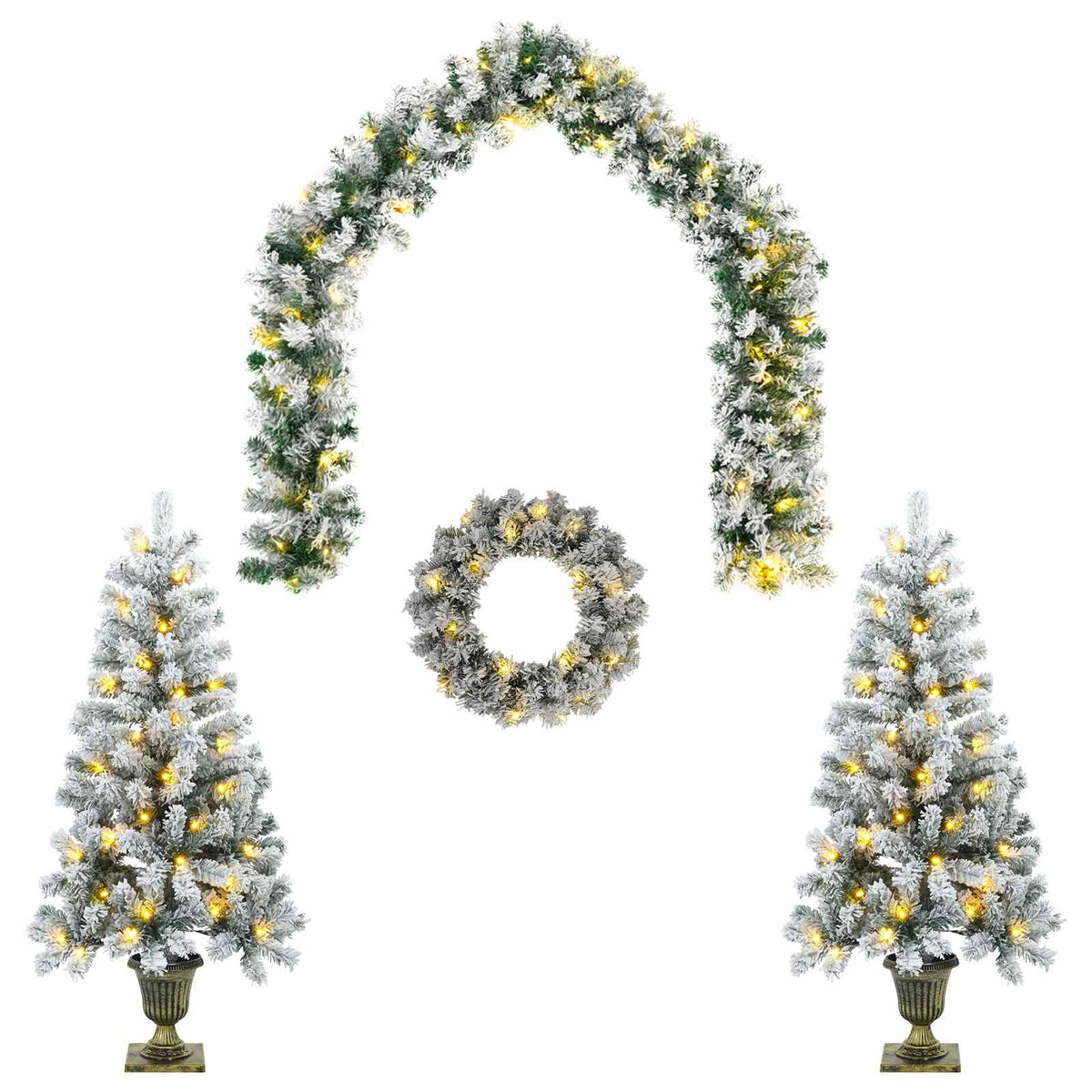 Mini Christmas Tree Set 120 cm 275 LEDs Warm White PVC