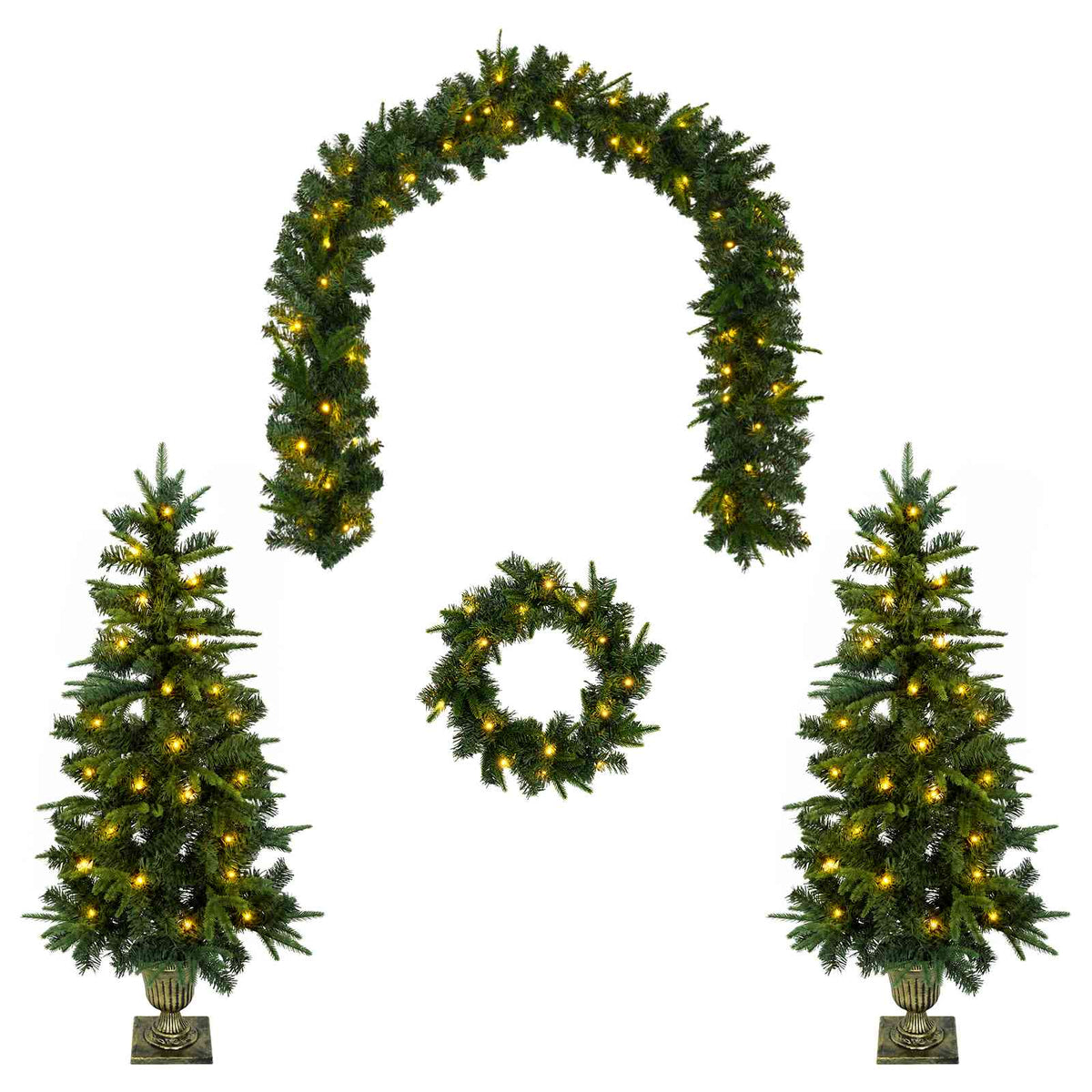Mini Christmas Tree Set 120 cm 275 LEDs Warm White PVC and PE