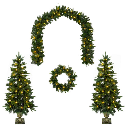 Mini Christmas Tree Set 120 cm 275 LEDs Warm White PVC and PE