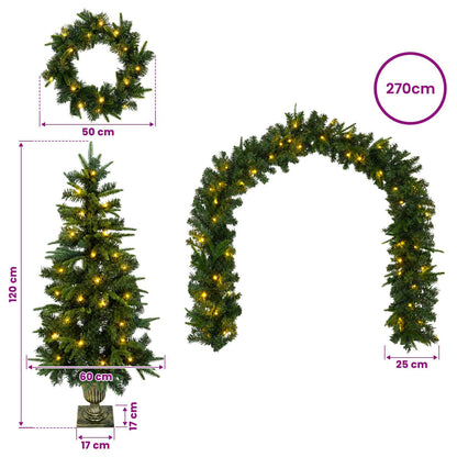 Mini Christmas Tree Set 120 cm 275 LEDs Warm White PVC and PE