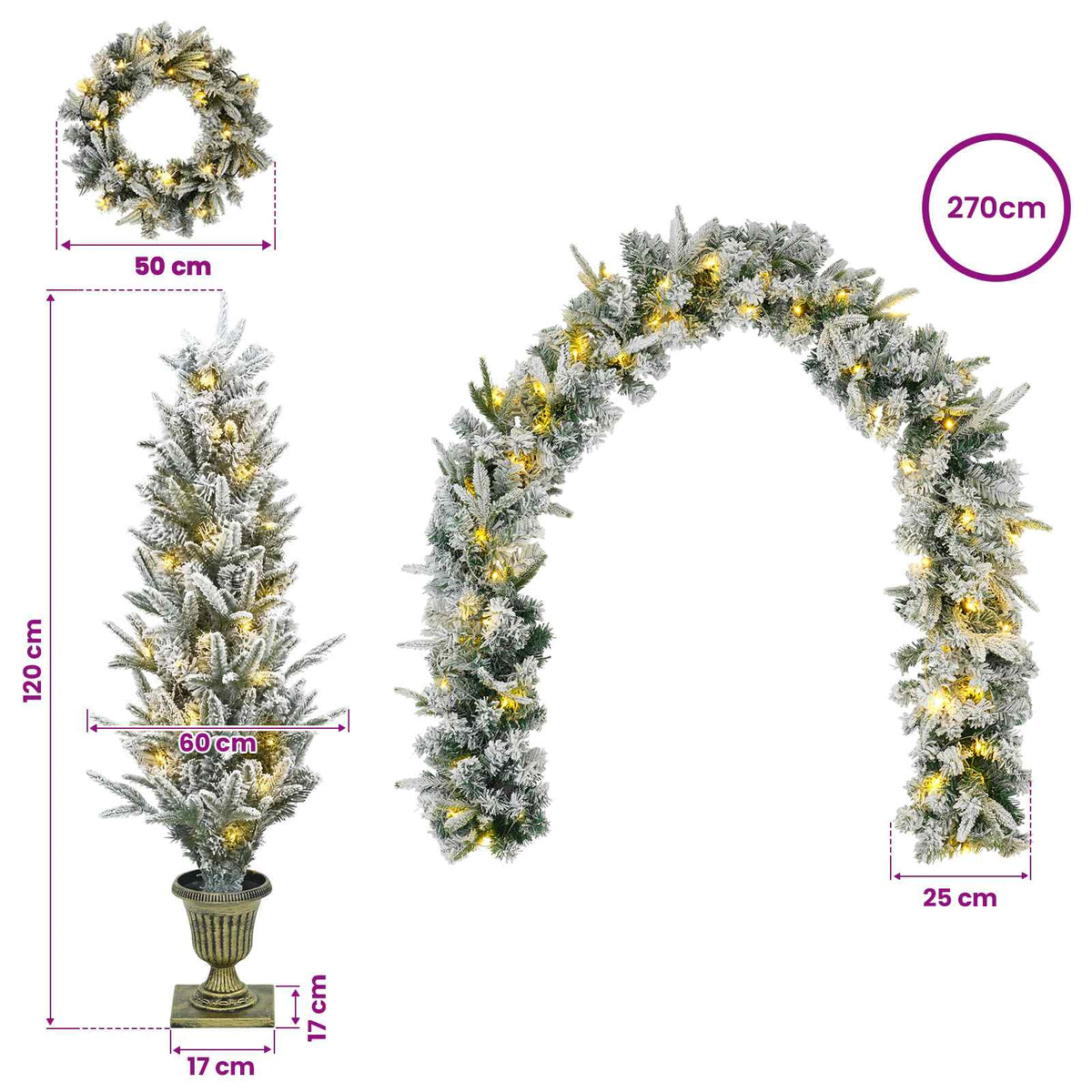 Mini Christmas Tree 120 cm 275 LEDs Warm White PVC and PE