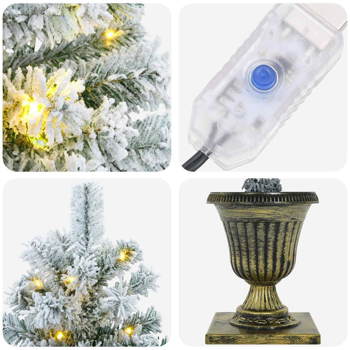 Mini Christmas Tree Flocked 120 cm 100 LEDs Warm White PVC