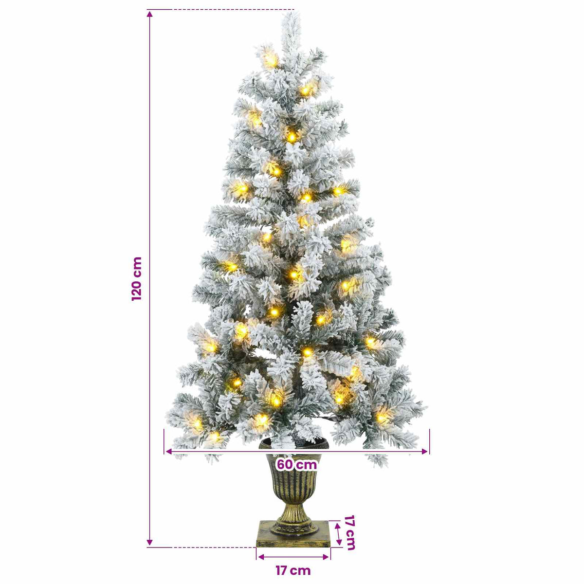 Mini Christmas Tree Flocked 120 cm 100 LEDs Warm White PVC