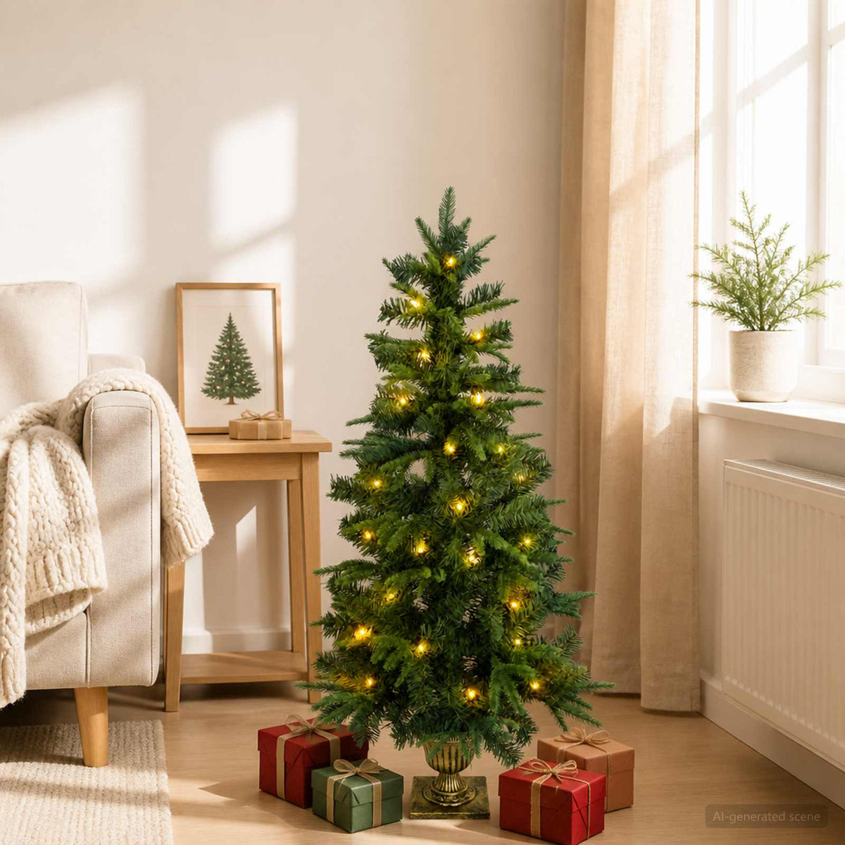 Mini Christmas Tree 120 cm 100 LEDs Warm White PVC and PE Green