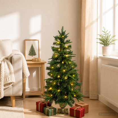Mini Christmas Tree 120 cm 100 LEDs Warm White PVC and PE Green