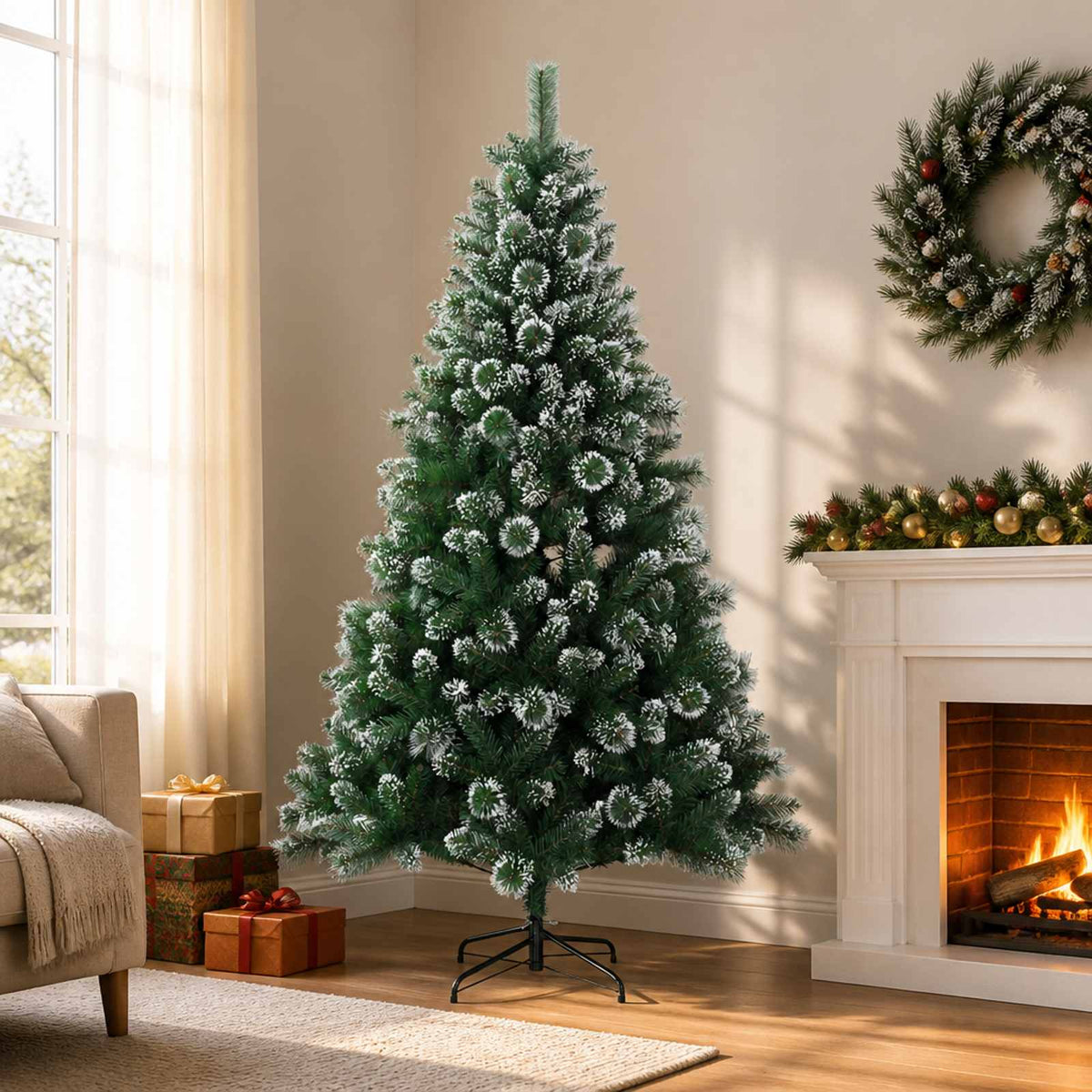 Artificial Christmas Tree 210 cm PVC and Metal Green