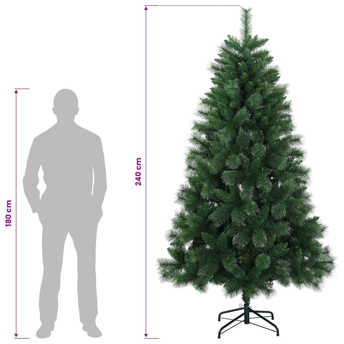Artificial Christmas Tree 240 cm PVC and Metal Green