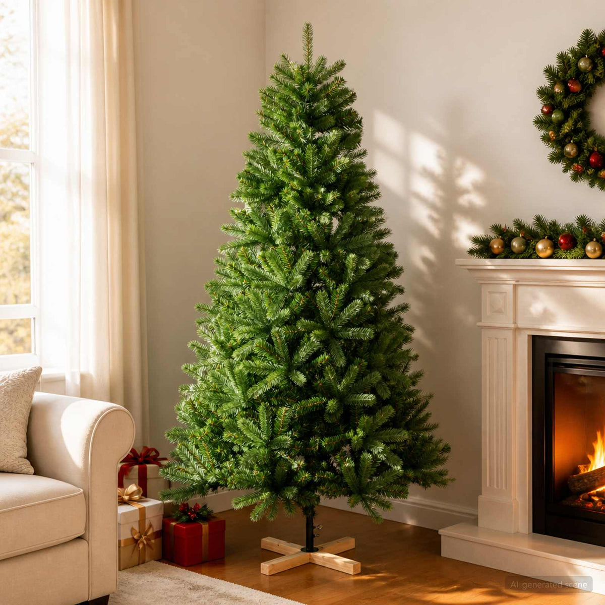 Artificial Christmas Tree 120 cm PVC and Solid Pine Wood Green