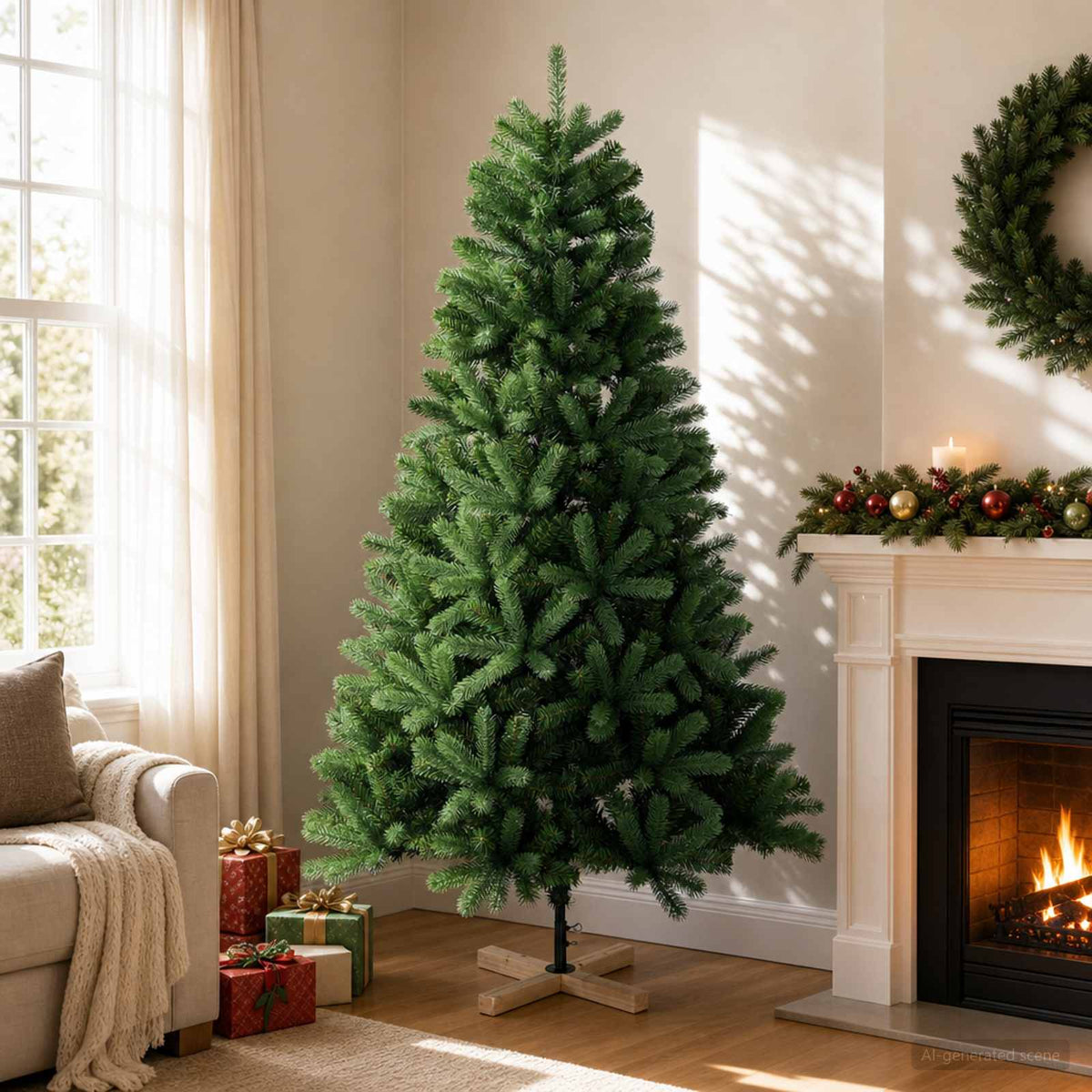 Artificial Christmas Tree 180 cm PVC and Solid Pine Wood Green