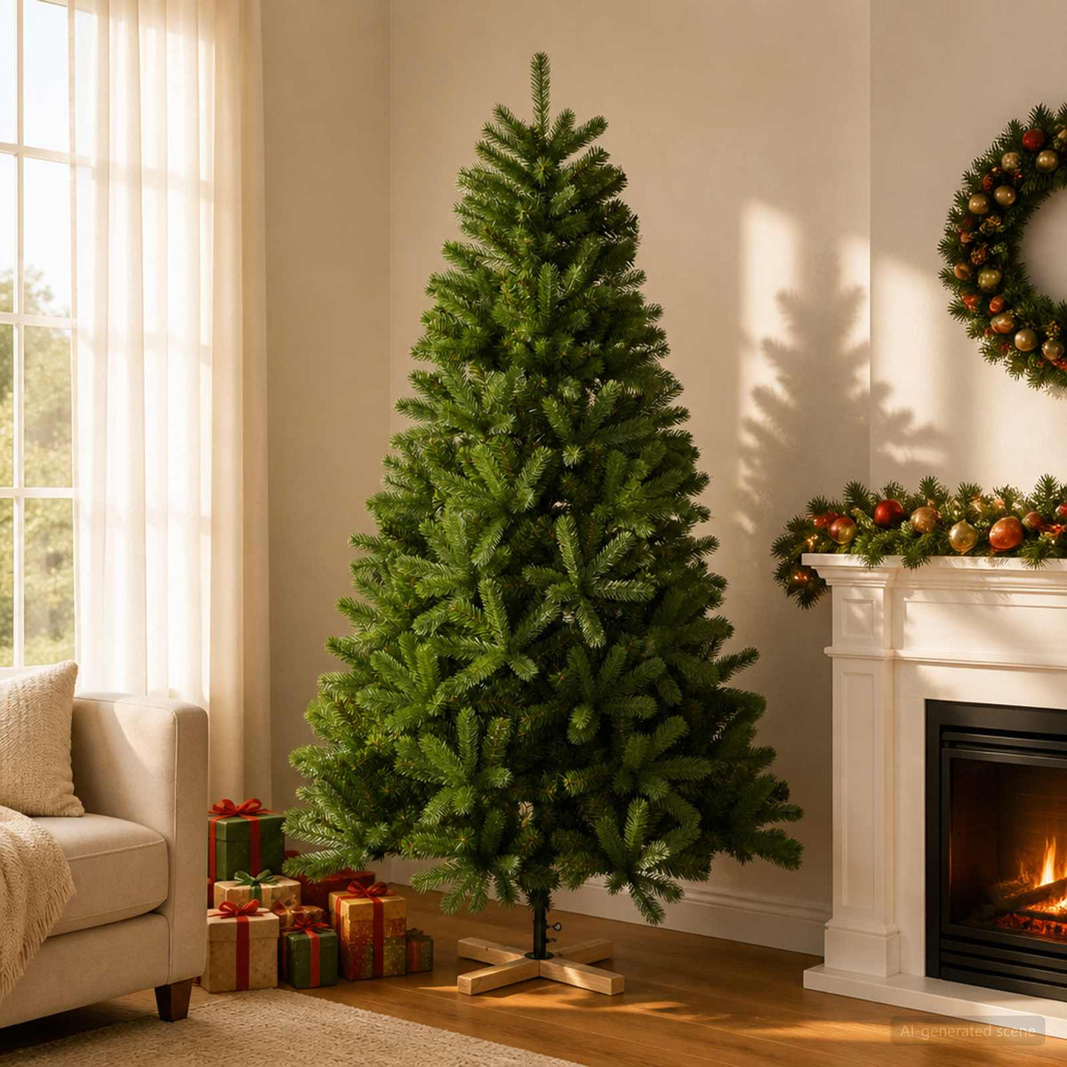 Artificial Christmas Tree 210 cm PVC and Solid Pine Wood Green