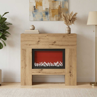 Electric Fireplace Artisan Oak 100 x 24.5 x 90 cm