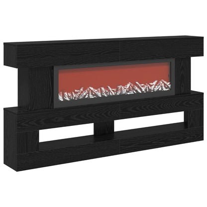 Electric Fireplace Black Oak 150 x 21 x 77 cm Engineered wood
