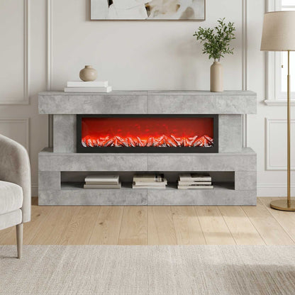 Electric Fireplace Concrete 150 x 21 x 77 cm Engineered wood