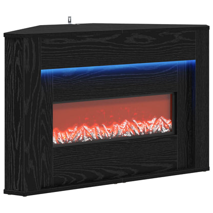 Fireplace with LED Strip Black Oak 95 x 42.5 x 60 cm