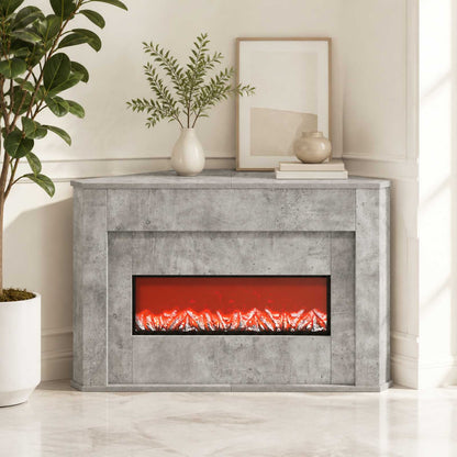 Fireplace with LED Strip Concrete 95 x 42.5 x 60 cm