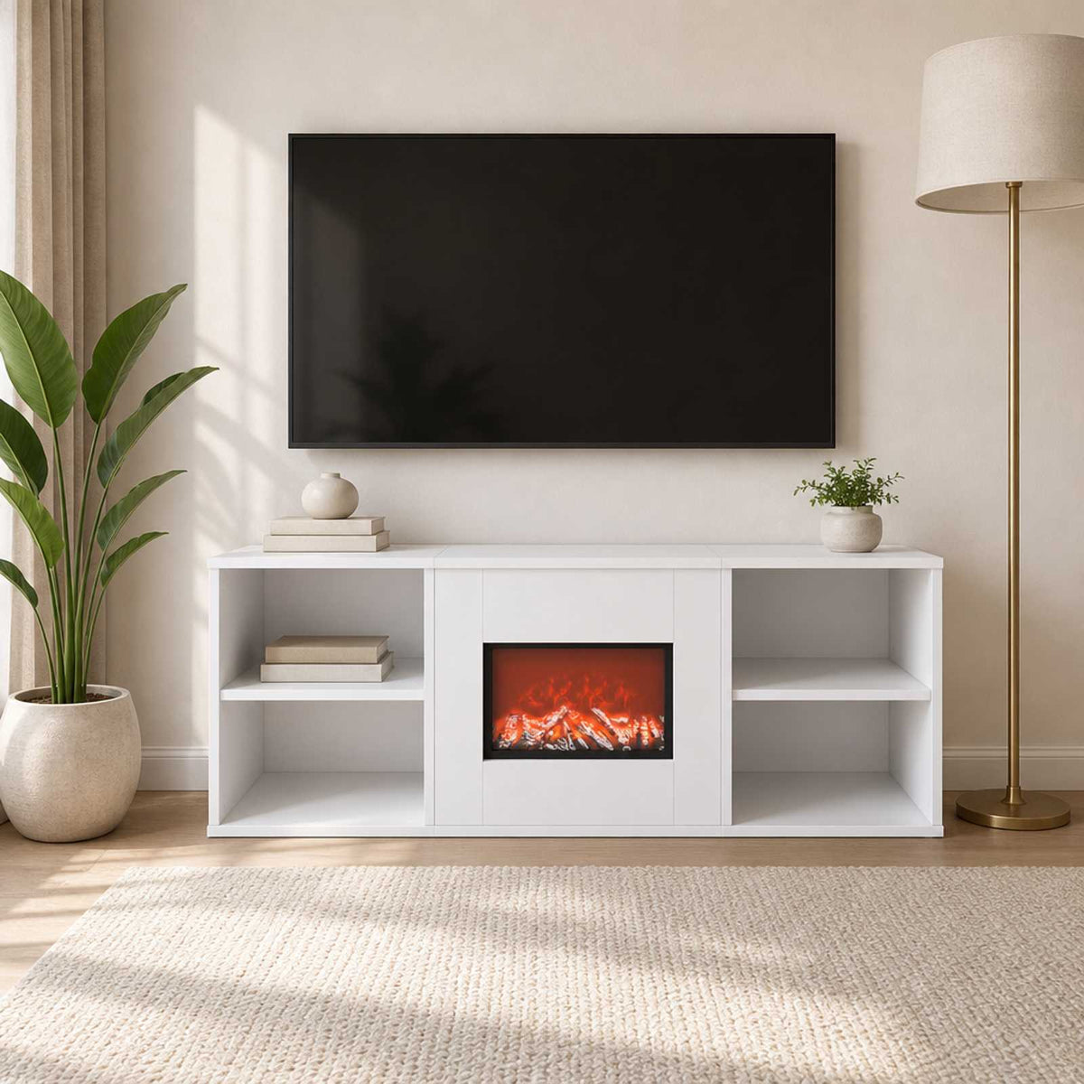 Electric Fireplace White 100 x 37 x 45.5 cm Engineered wood