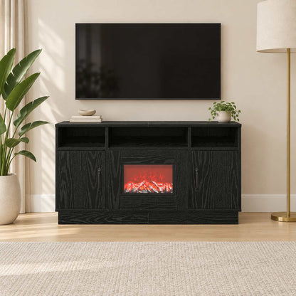 Electric Fireplace Black Oak 100 x 33 x 55 cm Engineered wood