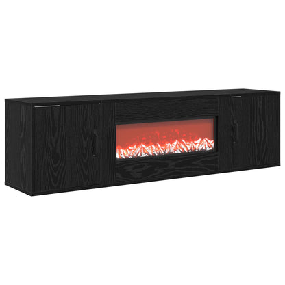 Electric Fireplace Black Oak 140.5 x 30 x 39 cm Engineered wood