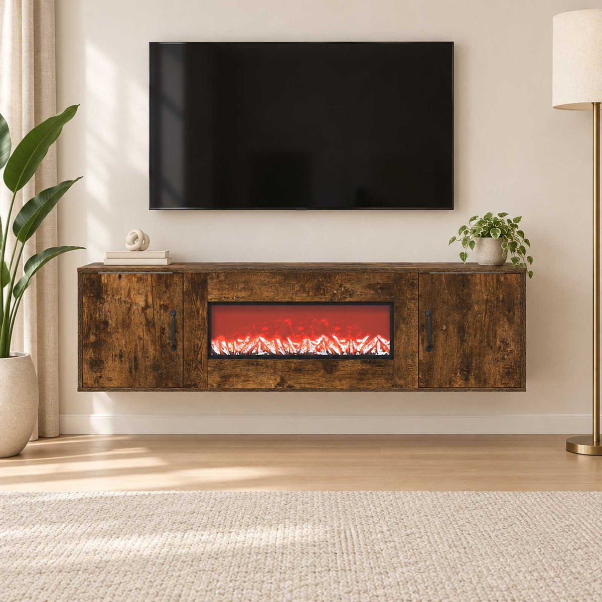 Electric Fireplace Smoked Oak 140.5 x 30 x 39 cm