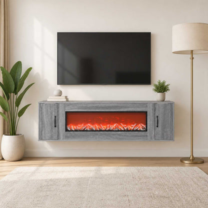 Electric Fireplace Grey Sonoma 155 x 30 x 44 cm Engineered wood