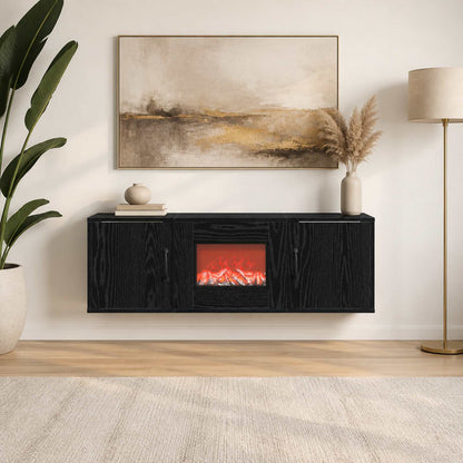 Electric Fireplace Black Oak 110 x 30 x 36.5 cm Engineered wood