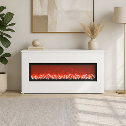 Electric Fireplace White 114 x 18 x 58.5 cm Engineered wood