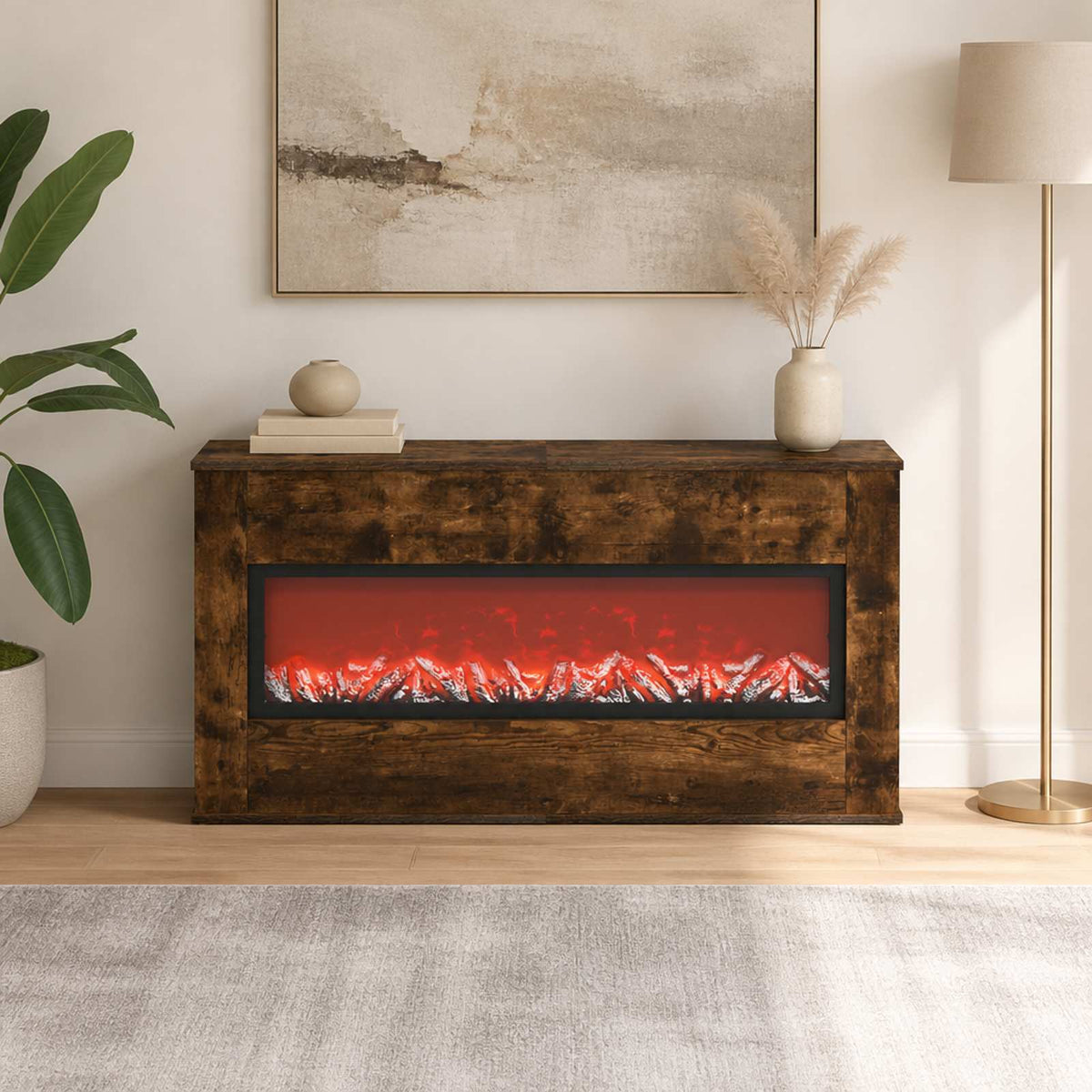 Electric Fireplace Smoked Oak 114 x 18 x 58.5 cm