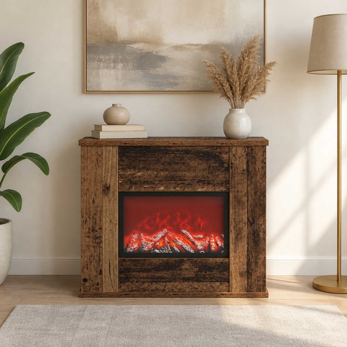 Electric Fireplace Old Wood 47 x 18 x 48 cm Engineered wood