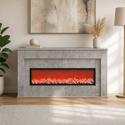 Fireplace with LED Strip Concrete 130 x 20 x 69.5 cm