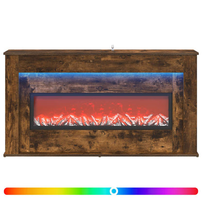 Fireplace with LED Strip Smoked Oak 130 x 20 x 69.5 cm