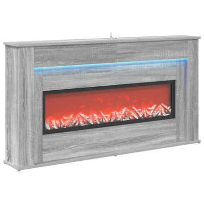 Fireplace with LED Strip Grey Sonoma 130 x 20 x 69.5 cm