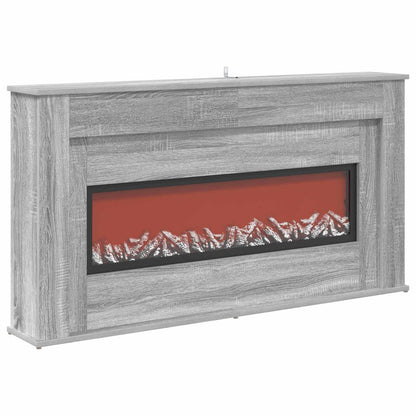 Fireplace with LED Strip Grey Sonoma 130 x 20 x 69.5 cm