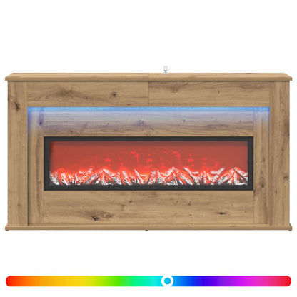 Fireplace with LED Strip Artisan Oak 130 x 20 x 69.5 cm