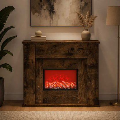 Fireplace with LED Strip Smoked Oak 63 x 20 x 54.5 cm