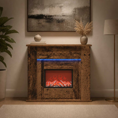 Fireplace with LED Strip Old Wood 63 x 20 x 54.5 cm