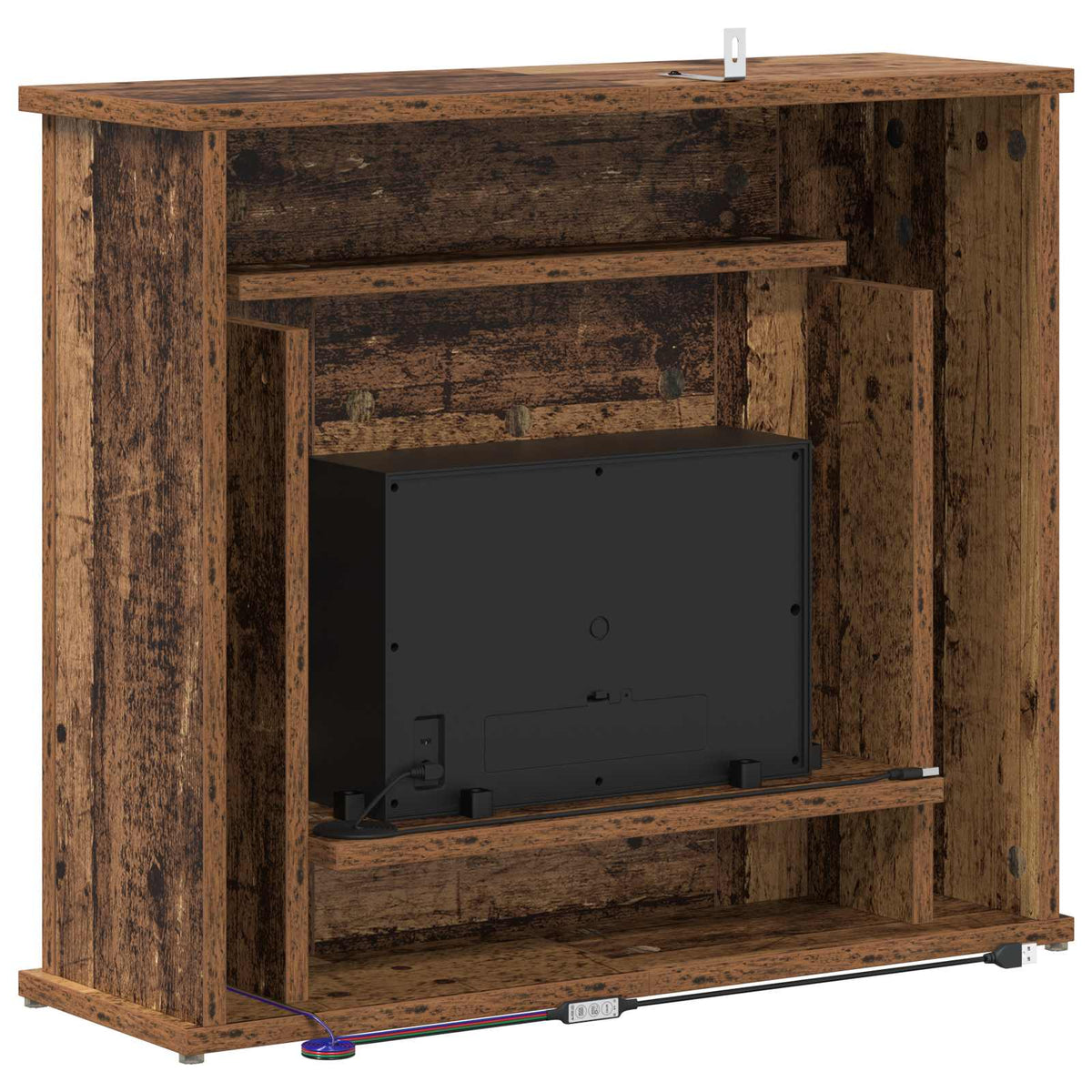 Fireplace with LED Strip Old Wood 63 x 20 x 54.5 cm