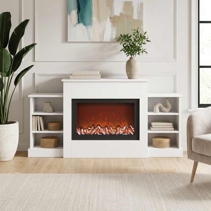 Electric Fireplace White 140 x 30 x 67 cm Engineered wood