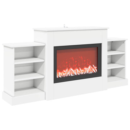 Electric Fireplace White 140 x 30 x 67 cm Engineered wood