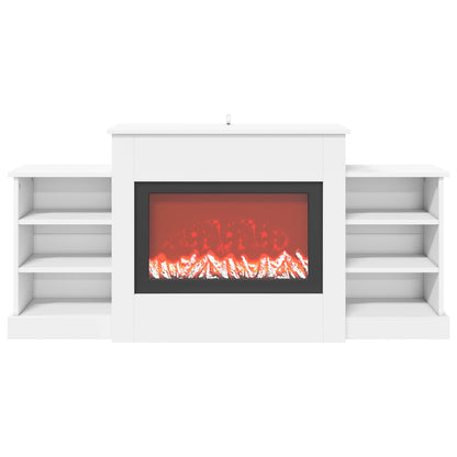 Electric Fireplace White 140 x 30 x 67 cm Engineered wood