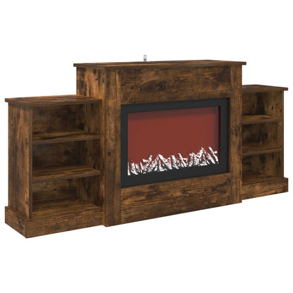 Electric Fireplace Smoked Oak 140 x 30 x 67 cm Engineered wood