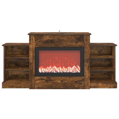 Electric Fireplace Smoked Oak 140 x 30 x 67 cm Engineered wood