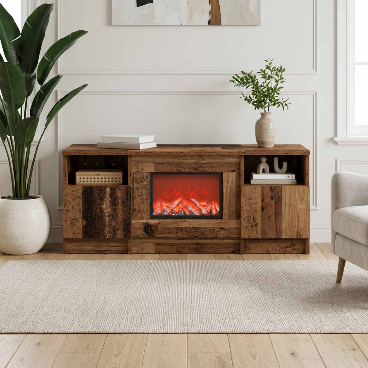 Electric Fireplace Old Wood 98 x 28.5 x 40.5 cm Engineered wood