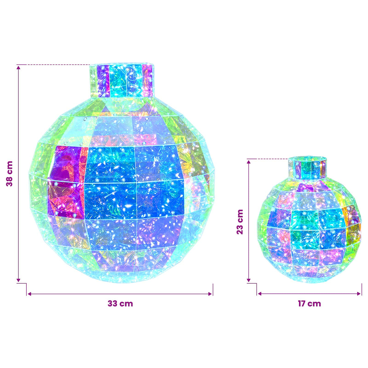 Prismatic Iridescent LED Christmas Ball 2 pcs Multicolour