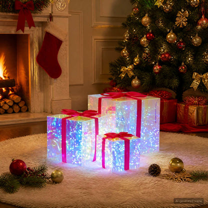 Prismatic Iridescent LED Gift Box 3 pcs Multicolour